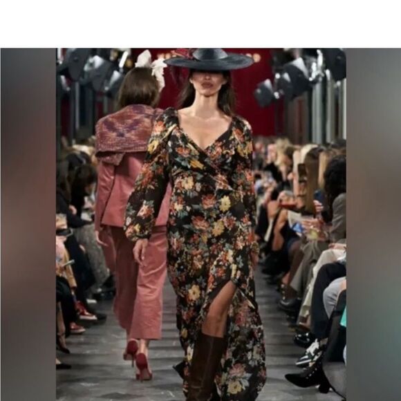 Veronica Beard "Avani" Floral Silk Chiffon Puff Sleeve Maxi Dress NWT $898 - Picture 5 of 11